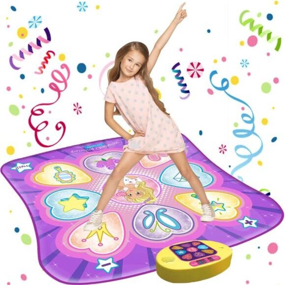 Dance Mat Toys for Girls Ages 3-10Dance Pad with LED Lights, Adjustable